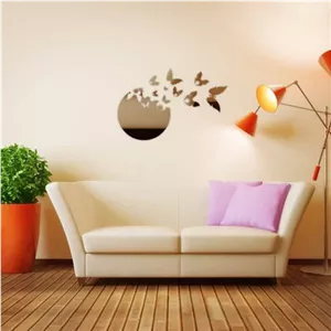 آینه دکوراتیو مولتی استایل طرح پرواز پروانه، در دو رنگ طلایی و نقره ای، سایز 40 سانت مبلمونسرا مدل 263027