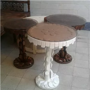 میز خاطره بزرگ چوبی رنگ پلی استر قطر شیشه 65 سانت مبلمونسرا مدل 218057