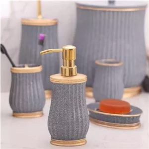 ست سرویس بهداشتی لاکچری برند آذین ست / رنگ طوسی تیره با طلایی مبلمونسرا مدل 265705