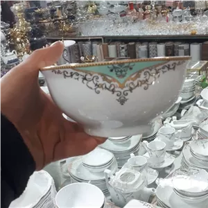 کاسه آبگوشت چینی لورین مدل گلشید فیروزه ای دستی 6عددی مبلمونسرا مدل 291839