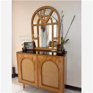 آینه کنسول حصیری دو درب کلاسیک مدرن مبلمونسرا مدل 219037