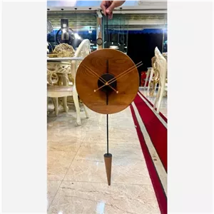 ساعت دیواری چوب و فلز بشقابی لاکوی لوتوس قهوه ای تیره مبلمونسرا مدل 237179