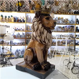 مجسمه شیر سلطان رنگ چوب ، مجسمه شیر پلی استری ، شیر طرح مدرن مجسمه دکوری مجسمه پلی استری جهیزیه مبلمونسرا مدل 250953