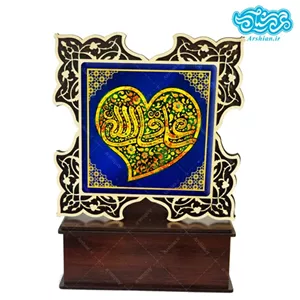تندیس کاشی با طرح علی ولی الله با قاب چوبی کد tal103 مبلمونسرا مدل 252516