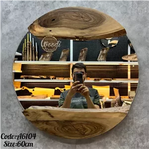 آینه روستیک قطر 60 سانت چوب گردو کدA6104 مبلمونسرا مدل 261314