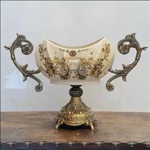 کشکول چینی پایه دار دسته فلزی مبلمونسرا مدل 274738