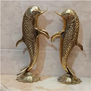 مجسمه برنجی و تزیینی حیوانات طرح دلفین کد175 مبلمونسرا مدل 251359