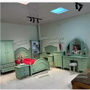 سرویس خواب نوجوان تک نفره کلاسیک ست کامل سبز خوش مبلمونسرا مدل 227079