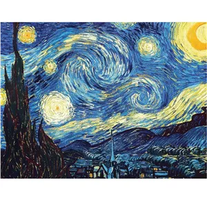 نقاشی الماسی بوم ونگوگ سایز 24*30 طرح آسمان شب پر ستاره