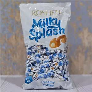 تافی میلکی اسپلش روشن با کرم شیری Roshen Milky Splash بسته 1 کیلویی