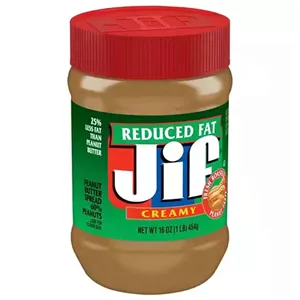 کره بادام زمینی جیف jif مدل کم چرب reduced fat وزن 454 گرم