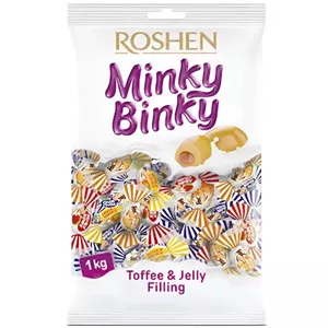 تافی مینکی بینکی روشن با کرم میوه ای Roshen Minky Binky بسته 1 کیلویی