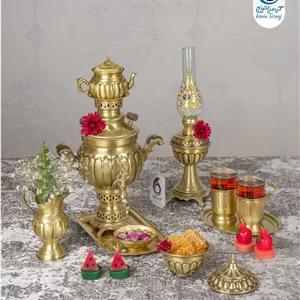 سماور ذغالی 1 لیتری توپی خطی برنجی ضخیم با ضمانت ۶۰ ماهه صنایع دستی کیمیا ترنج