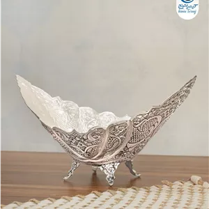 کشکول  شبه نقره  قلم زنی اسلیمی طرح نقره با روکش و ضمانت ۳۶ ماهه کیمیاترنج