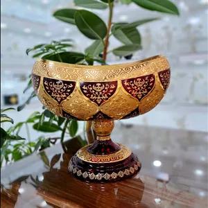 کشکول کریستال طلاکوب سایز متوسط طرح ونوس رنگ قرمز با طلاکاری هلند