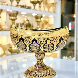 کشکول کریستال طلاکوب دستساز طرح کاستل رنگ بنفش سایز بزرگ