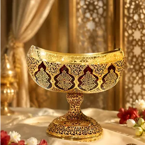 کشکول کریستال طلاکوب طرح کاستل رنگ قرمز سایز بزرگ با طلاکاری هلند