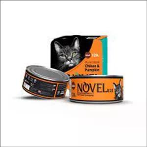 کنسرو گربه نوول مدل نچرال طعم مرغ و کدوحلوایی در وزن 120 گرم