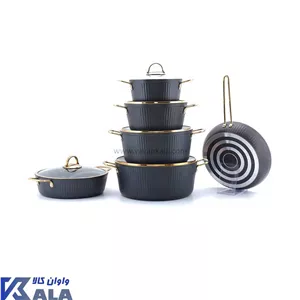 سرویس قابلمه گرانیتی 11 پارچه برند مطرح KZP مدل آلما دسته مفتولی