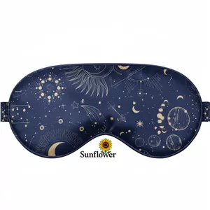 چشم بند ساتن ابریشم مدل کهکشان سرمه ایی