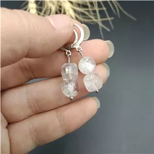 گوشواره کوارتز کریستال اصل معدنی کد 8625