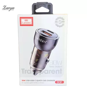 شارژر فندکی شفاف برند Earldom مدل CC31کابل تایپC