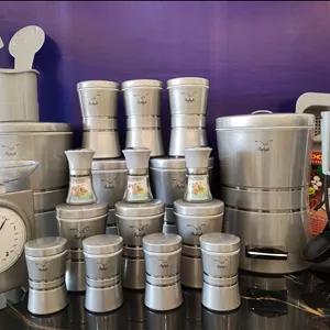 ✅سرویس آشپزخانه ۲۹ پارچه کمر باریک شفق  کمر نقره ای  رنگ‌بندی:مشکی ،سفید،نقره ای