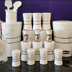 ✅سرویس آشپزخانه ۲۹ پارچه کمر باریک شفق  کمر نقره ای  رنگ‌بندی:مشکی ،سفید،نقره ای