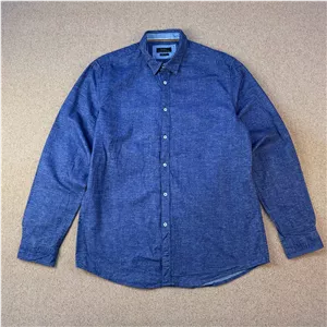 پیراهن مردانه زارا (ZARA) اسلیم فیت سرمه‌ای بافت‌دار ملانژ | استوک مارکباز