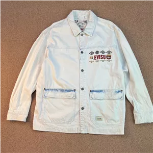 کت جین(لی)شسته استوک اورجینال EVISU -سایز XXL-استوک مارکباز