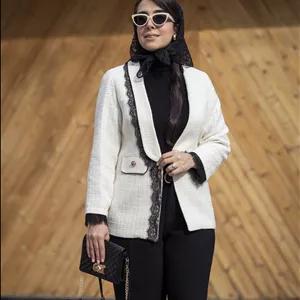 کت شنل مجلسی سفید شیری مهرسا