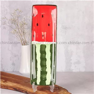 رولت خوری مستطیل سرامیکی طرح هندوانه یلدایی 