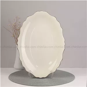 دیس بزرگ چینی استخوانی ورت وول طرح خط طلا