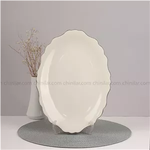 دیس کوچک چینی استخوانی ورت وول طرح خط طلا