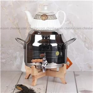کتری و قوری استیل فری کوک با استند چوبی وارمر دار