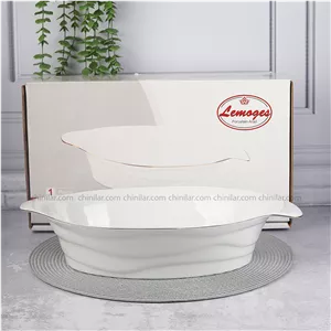 کاسه مدرن چینی لمون سایز بزرگ خط طلا کد 107L