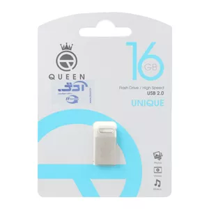 فلش Queen UNIQUE USB2.0 Flash Memory-16GB نقره ای (گارانتی مادام العمر شرکت آی تین)