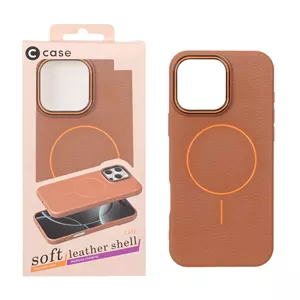 قاب اورجینال C Case طرح چرم MagSafe مدل Apple iPhone 16 Pro Max - قهوه ای (پک دار)