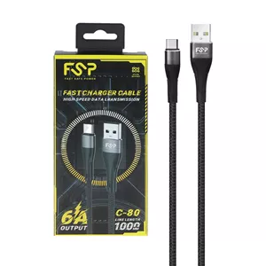 کابل شارژ فست FSP Type-C مدل C-80 - مشکی - BSA