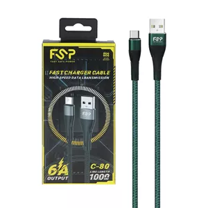 کابل شارژ فست FSP Type-C مدل C-80 - سبز - BSA