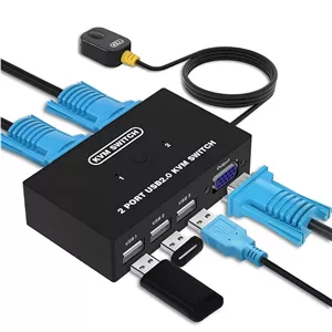 کی وی ام (KVM SWITCH) دستی 2 پورت با کابل