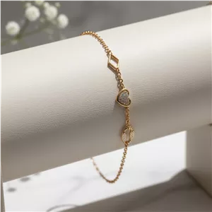 دستبند قلب نگین دار بدلیجات ژوپینگ