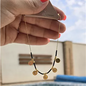 پابند آویز دار مشکی سکه ای کد 6021