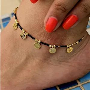 پابند آویز دار مشکی سکه ای کد 6021