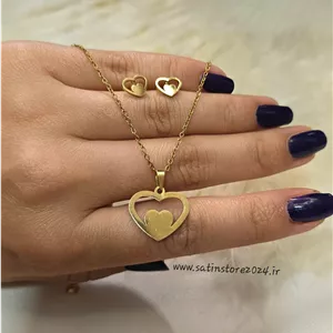 نیمست طلایی استیل طرح قلب کد 5028