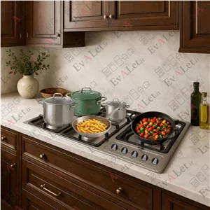 اجاق گاز صفحه ای استیل طرح بوش مدل پلوپز بغل اطلس خزر