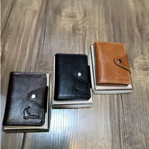 خرید جاکارتی چرم گاوی طبیعی دکمه دار لپی برند polo