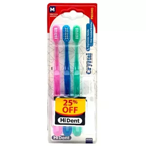 مسواک سه قلو کریستال هایدنت با برس متوسط | مقرون به صرفه 