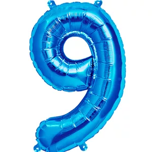 بادکنک فویلی عددی ساده آبی عدد نه