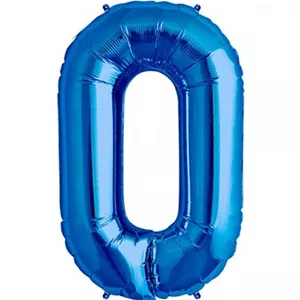 بادکنک فویلی عددی ساده آبی عدد صفر